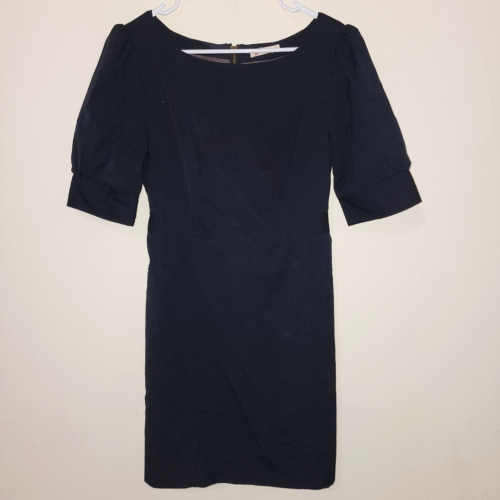 Tulle Retro Black Cotton Short Sleeve Mini Work Evening Dress Size Large